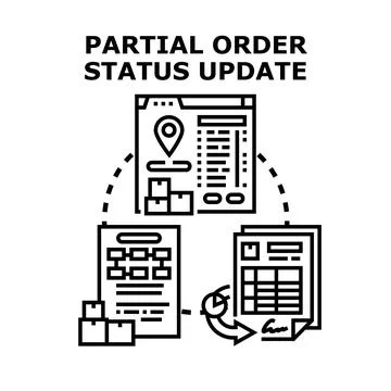 Partial order status update delivery management concept Stock Illustration