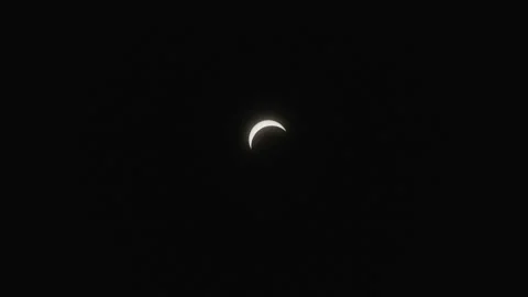 Partial phase of the total solar eclipse of 2024.  Shot in 4k Stock Footage 271727945