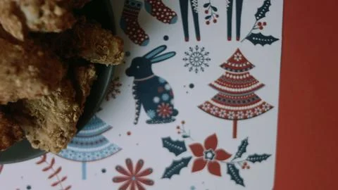 Partial plate and holiday pattern forming negative space Stock Photos