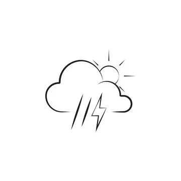 Partial rain sign with a thunder-storm icon. Elements of weather signs icon Stock Illustration