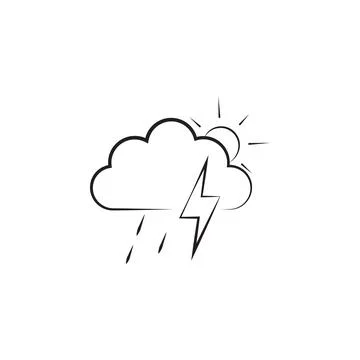 Partial rain sign with a thunder-storm icon. Elements of weather signs icon Stock Illustration