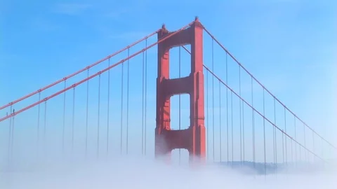 Partial reveal of the Golden Gate Bridge in San Francisco, California USA Stock Footage 101855640