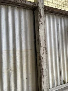 Partial Scraped Termite Mud Tubes On Wooden Post Foto stock