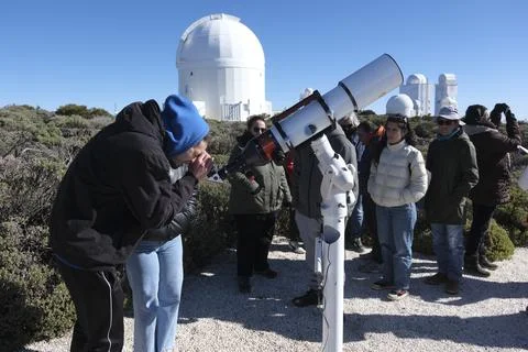 Partial solar eclipse in Canary Islands, Izana Tenerife, Spain - 29 Mar 2025 Stock Photos