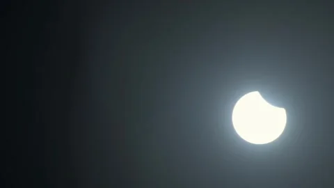 Partial Solar Eclipse Captured in a 2025 Timelapse Sequence - Symbol of Sun's Stock Footage 305656012