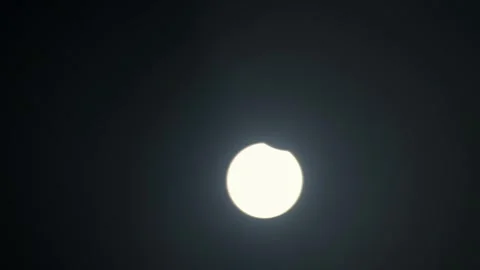 Partial Solar Eclipse Captured in a 2025 Timelapse Sequence - Dark Sky with Stock Footage 305731098