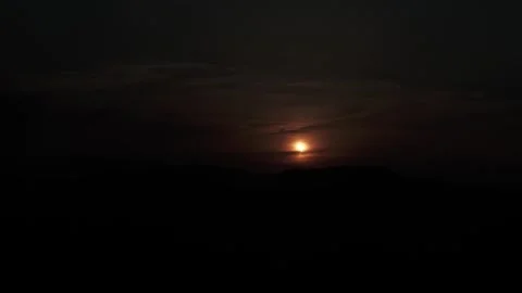 Partial Solar Eclipse Casting Shadows Over Hills at Dusk Stock Footage 344440644
