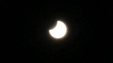 Partial Solar Eclipse with a Clear Sky and No Clouds - Oct. 25, 2022 Stock Footage 219907808