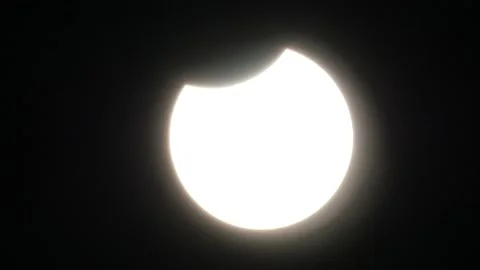 Partial Solar Eclipse With a Clear View of the Sky and no Clouds - Oct. Stock Footage 219907946
