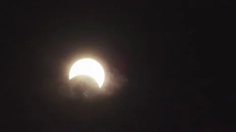 Partial solar eclipse with clouds 1 Stock Footage 130881027