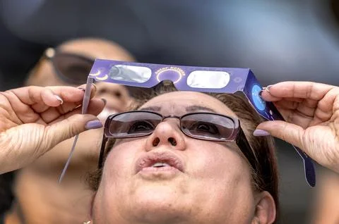 Partial solar eclipse in Florida, Miami, USA - 08 Apr 2024 Stock Photos