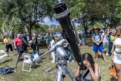 Partial solar eclipse in Florida, Miami, USA - 08 Apr 2024 Stock Photos