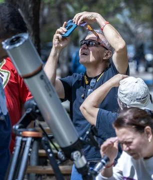 Partial solar eclipse in Florida, Miami, USA - 08 Apr 2024 Stock Photos