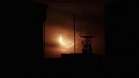 Partial solar eclipse Stock Footage 247616728