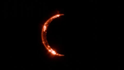 Partial Solar Eclipse with Glowing Sun Surface Video stock 311303936