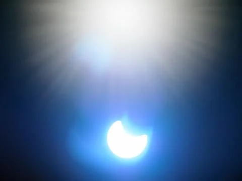 Partial Solar Eclipse with impressive optical effect Stock Photos