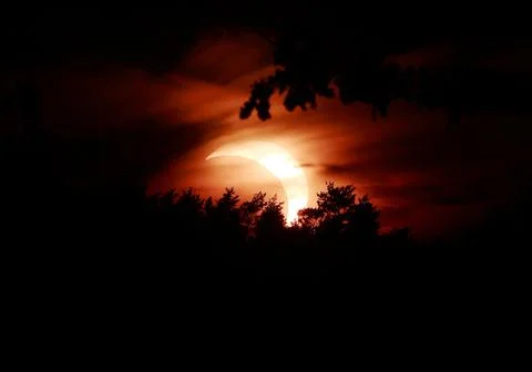 Partial solar eclipse in Latvia, Sabile - 12 Aug 2026 Stock Photos