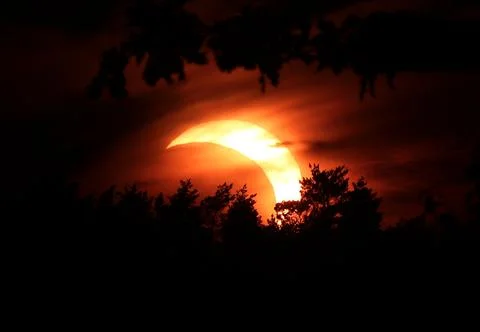 Partial solar eclipse in Latvia, Sabile - 12 Aug 2026 Stock Photos
