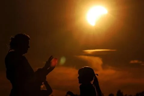 Partial solar eclipse in Latvia, Sabile - 12 Aug 2026 Stock Photos