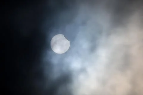 Partial solar eclipse in Limanowa, Poland - 29 Mar 2025 Stock Photos