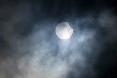 Partial solar eclipse in Limanowa, Poland - 29 Mar 2025 Stock Photos
