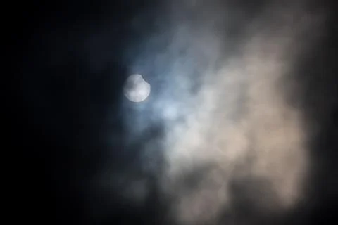 Partial solar eclipse in Limanowa, Poland - 29 Mar 2025 Stock Photos