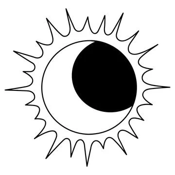 Partial solar eclipse line icon Stock Illustration