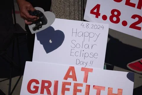 Partial Solar Eclipse in Los Angeles, USA - 08 Apr 2024 Stock Photos