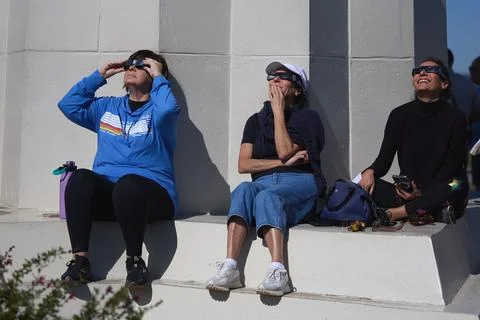 Partial Solar Eclipse in Los Angeles, USA - 08 Apr 2024 Stock Photos
