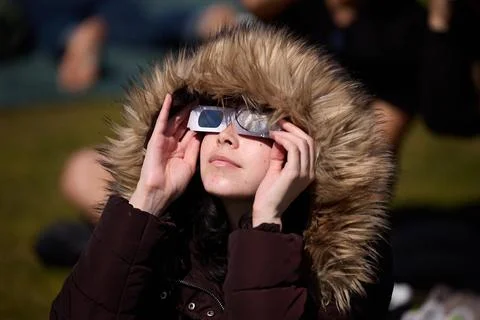Partial Solar Eclipse in Los Angeles, USA - 08 Apr 2024 Stock Photos