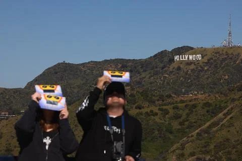 Partial Solar Eclipse in Los Angeles, USA - 08 Apr 2024 Stock Photos