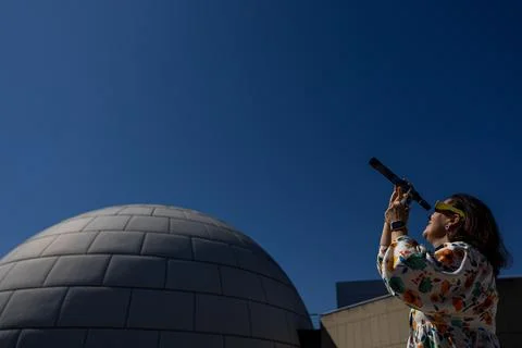 Partial solar eclipse in Madrid, Spain - 29 Mar 2025 Stock Photos