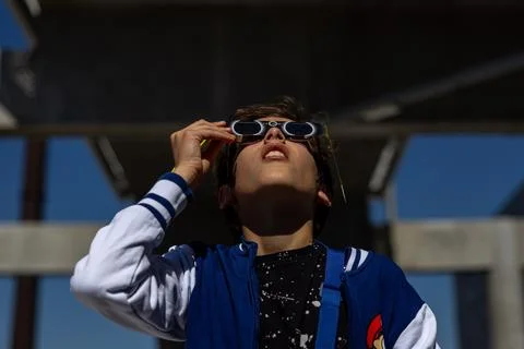 Partial solar eclipse in Madrid, Spain - 29 Mar 2025 Stock Photos