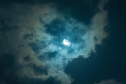 Partial Solar Eclipse March 20, 2015 Stock Photos