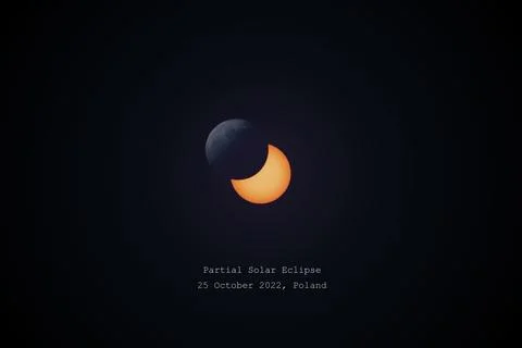Partial solar eclipse in maximum phase, observation from Poland. The moon o.. Stock Photos