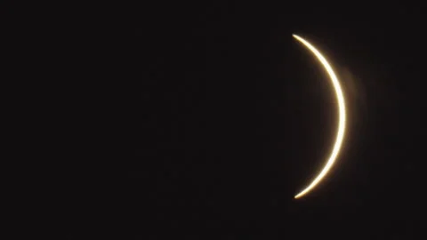Partial Solar Eclipse Moments After Totality Stock Footage 346209555