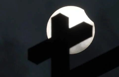 Partial solar eclipse in Moscow, Russian Federation - 29 Mar 2025 Stock Photos