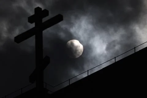Partial solar eclipse in Moscow, Russian Federation - 29 Mar 2025 Stock Photos