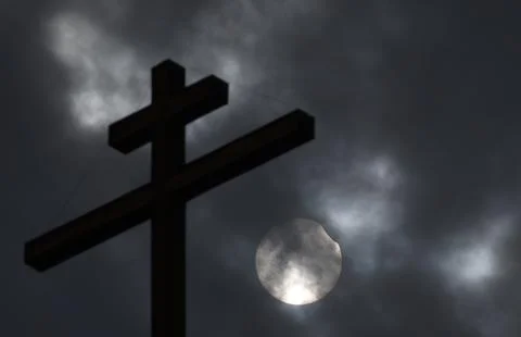 Partial solar eclipse in Moscow, Russian Federation - 29 Mar 2025 Stock Photos