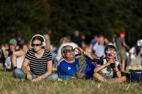 Partial solar eclipse in The Netherlands, Lattrop - 12 Aug 2026 Fotos de archivo