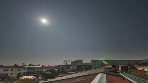 Partial Solar Eclipse Over Germany Rooftop Astronomy Timelapse Stock Footage 49452730