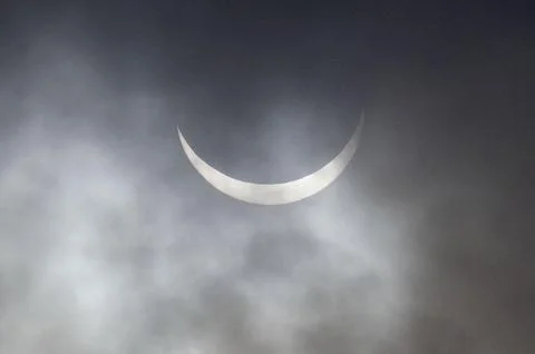 Partial solar eclipse over Nuuk in Greenland - 29 Mar 2025 Stock Photos
