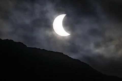 Partial solar eclipse over Nuuk in Greenland - 29 Mar 2025 Stock Photos