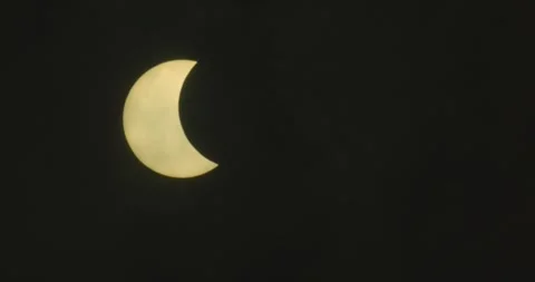 Partial Solar Eclipse with Passing Clouds 03 Stock Footage 342120567