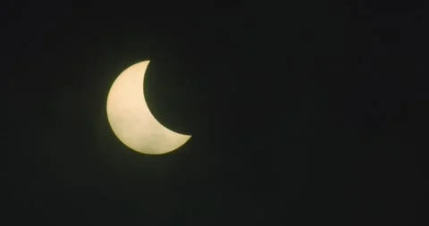 Partial Solar Eclipse with Passing Clouds 04 Stock Footage 342121493