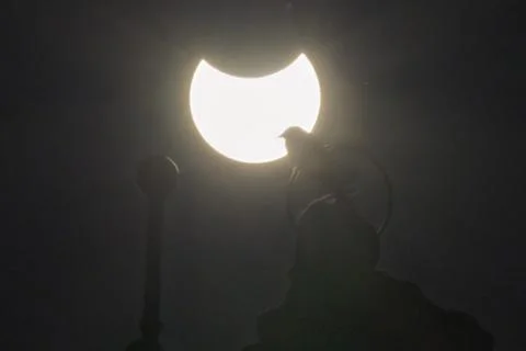 Partial solar eclipse in Santiago de Compostela, Spain - 29 Mar 2025 Stock Photos