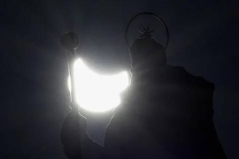 Partial solar eclipse in Santiago de Compostela, Spain - 29 Mar 2025 Stock Photos