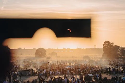 Partial solar eclipse seen in Berlin, Germany Stock Photos