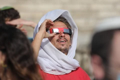 Partial solar eclipse seen from Israel, Jerusalem - 21 Jun 2020 Stock Photos