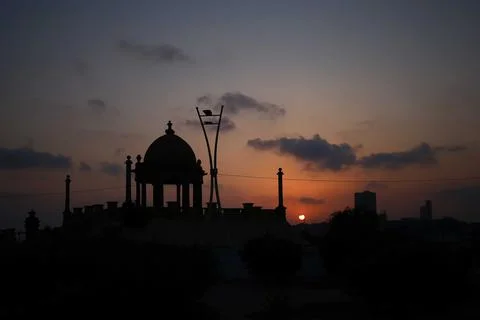 Partial solar eclipse seen from Karachi, Pakistan - 25 Oct 2022 Stock Photos